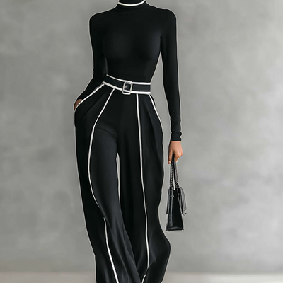 Cemilian – Élégance à col montant et pantalon large