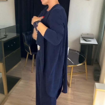 VEG | Ensemble 3 Pièces avec Cardigan Long – Confort Élégant et Style Polyvalent